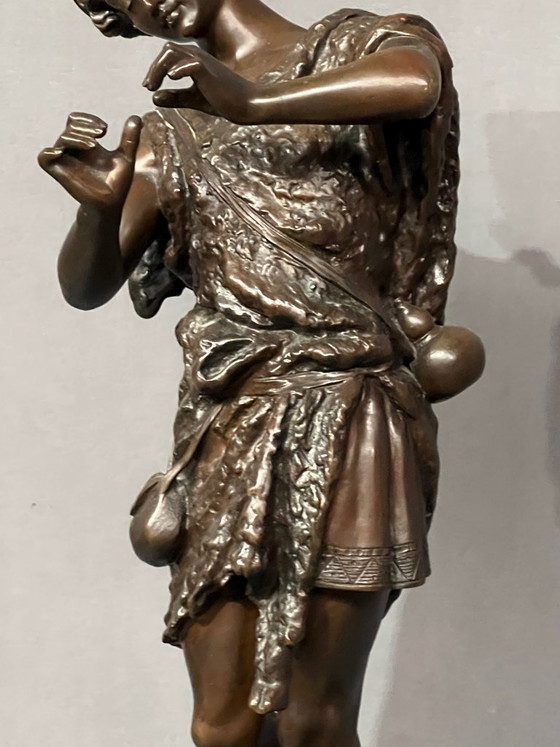 Sculture in bronzo di un pastore con pecore, Marrone, Figuratief (foto 4 di 9)