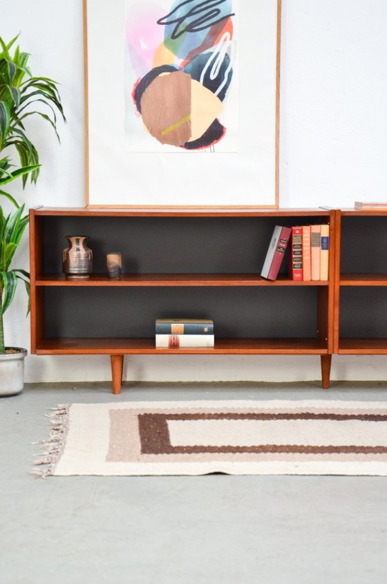 Image 1 of Vintage open sideboard, retro teak mid-century lowboard shelf, 1970s
