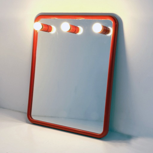 Miroir de courtoisie rouge de Metalplastica, 1970