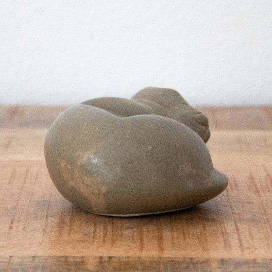 Image 1 of Small Sleeping Cat of Grey Ceramic