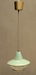 French mint green pendant lamp glass 60's
