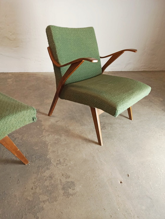 Ensemble de 2 fauteuils tchèques du milieu du siècle – Textile, Wood (photo 9 of 15)