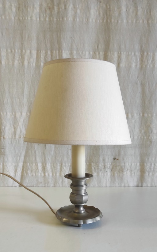 Neoclassical Style Pewter Table Lamp - Mid-20th Century – tafellampen, Metal (photo 2 of 8)