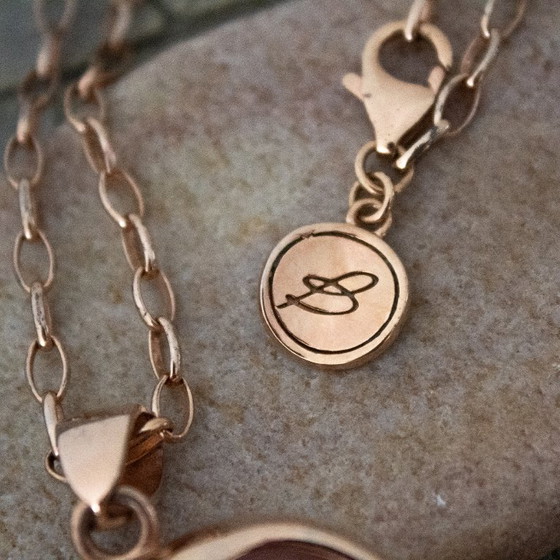 Image 1 of Collier Bronzallure Milano plaqué or 18 carats, cœur en quartz rose