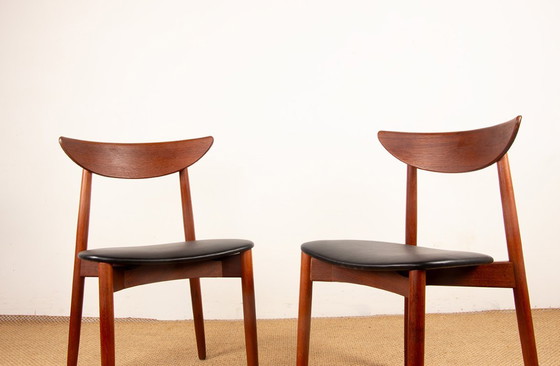 Image 1 of Pair of Danish teak and skai chairs, new, by Harry Ostergaard for Randers Møbelfabrik, 1960.
