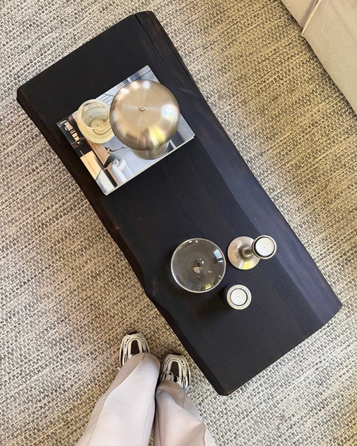Burnished coffee table dark brown - handmade - japandi