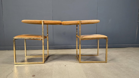 Image 1 of Vintage messing eetkamerstoelen van Belgochrom, set van 6 - jaren 70