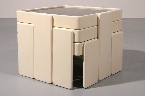 Image 1 of Stapeltische von Gianfranco Frattini für Cassina – Original cremeweißer Lack