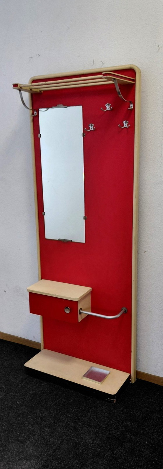 Image 1 of Fifties wall wardrobe in red with ivory white