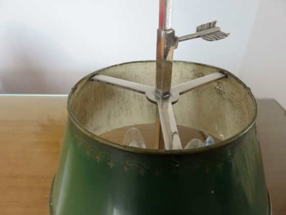 Image 1 of Antique French bouillotte lamp in chromed bronze and lacquered sheet metal, 1930