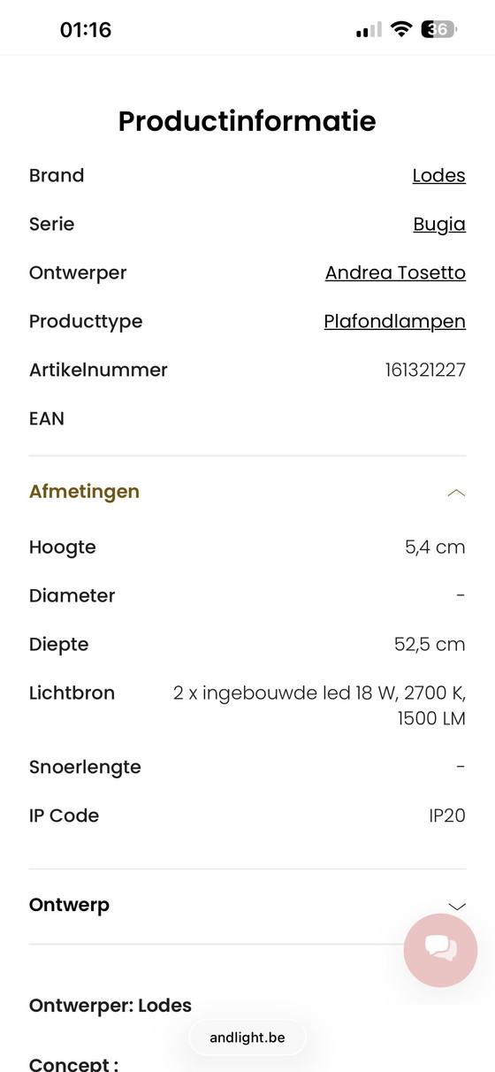 Image 1 of Plafonnier double LED Lodes buggy