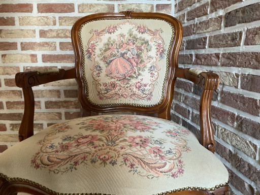 Silla antigua Luis XV – fauteuils, Textile, Wood (photo 2 of 7)