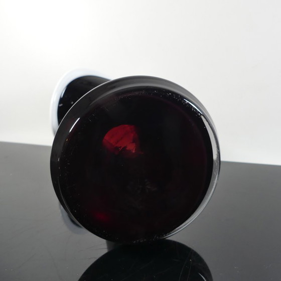 Image 1 of Vintage black and white glass vase HSG Tarnowiec, 1970s
