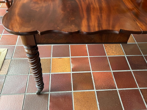 Image 1 of Antieke Engelse Coulissetafel / eettafel Mahonie