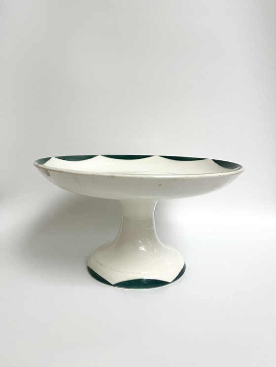 Image 1 of Vintage Sarreguemines voetstukschaal – bloemendecor – Frankrijk, jaren 50