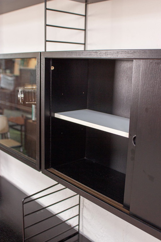 Image 1 of Original String shelf, vintage Nisse black sideboard bookshelf