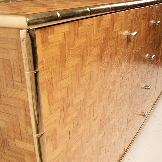 Image 1 of Credenza In Bamboo Pressato E Ottone 1975