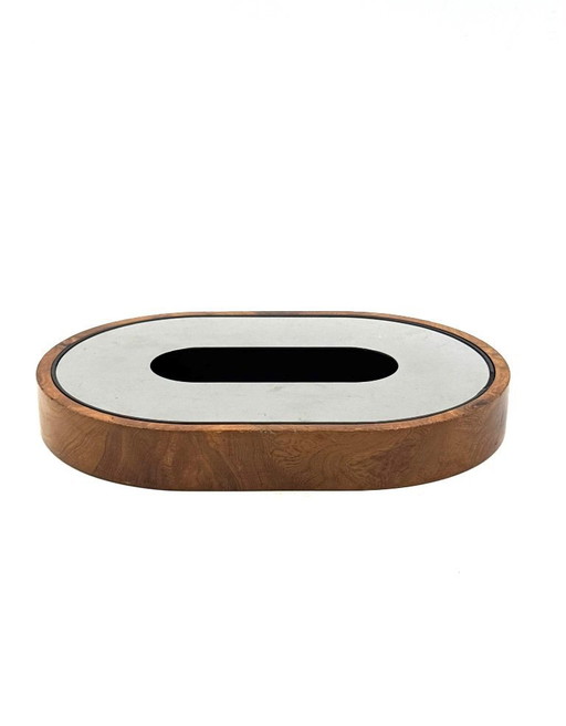 Mid-century olive wood ashtray, Italy ca. 1970