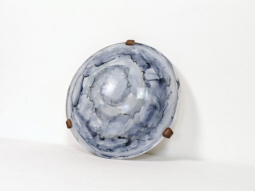 Vintage Glass Sconce / Glass Flush Mount Light / Mid Century Wall or Ceiling Lamp / Retro Round Sconce / Yugoslavia / 1970s