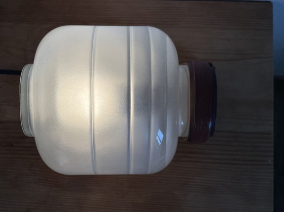 Image 1 of Glass and wood wall sconce light for bathroom or corridor 1990s
