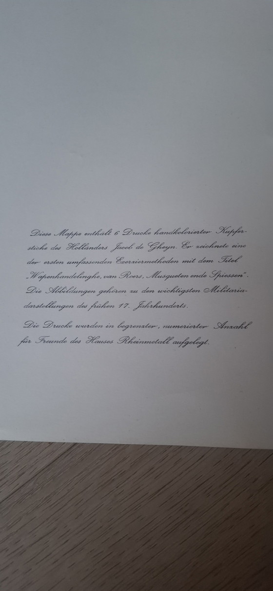 Image 1 of Satz von 4 antiken, handkolorierten Kupferstichen nach Jacob de Gheyn II – Rheinmetall-Edition