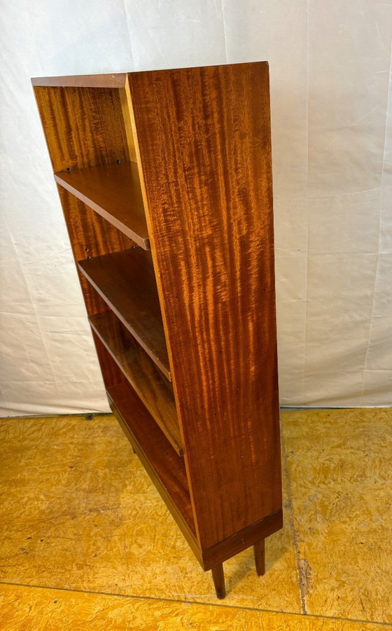 Image 1 of Mid-Century Retro Vintage Teak Bookcase by Nissenbaum & Sons 1967  Slim Danish-Inspired Design • Adjustable Shelves • Elegant Sp