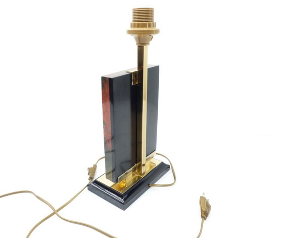 Maison Le Dauphin – “Caraïbes” lamp met rode gorgonen-inclusie – Frankrijk, jaren 1970–80 – Tafellampen, Brass (photo 6 of 8)