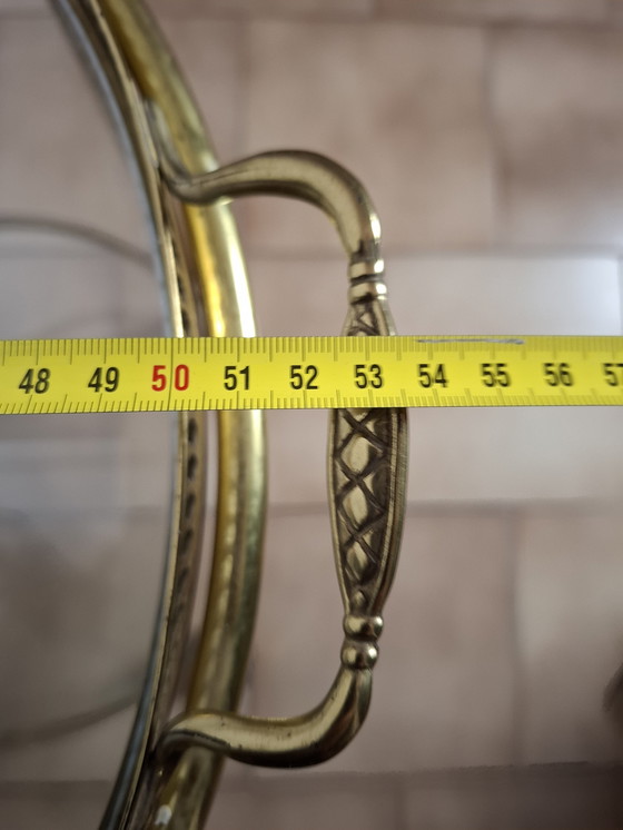 Image 1 of Bar trolley with glass and brass tray.