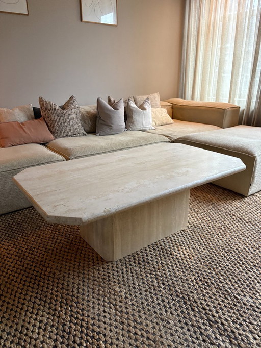 Mesa de centro vintage de mármol travertino