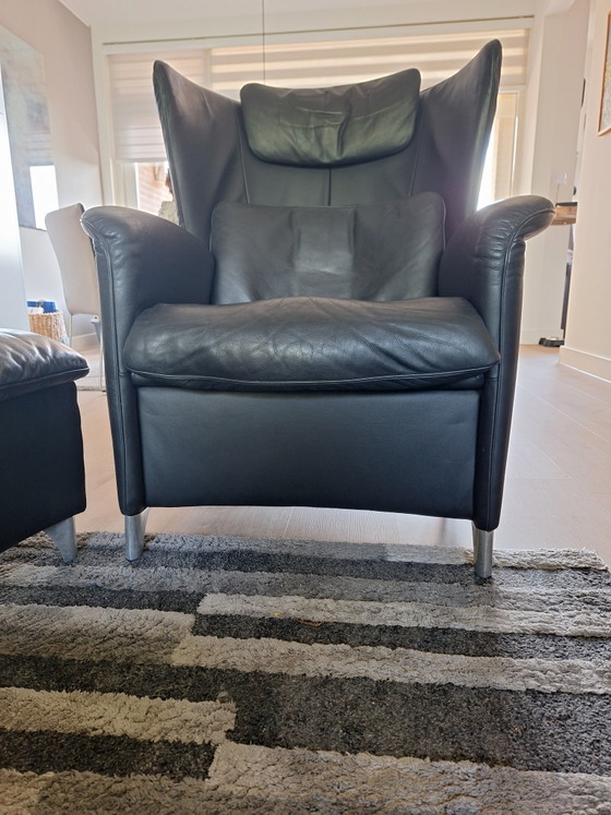 De Sede DS-23 Poltrone + Pouf, Pelle Nera, Nero (foto 10 di 10)