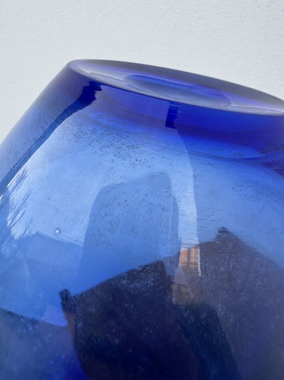 Image 1 of Large vintage cobalt blue blown glass vase