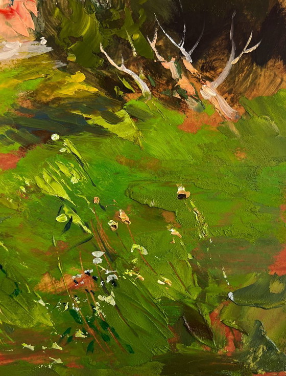 Image 1 of Original Oil Painting Summer City Landscape Streets that hide stories and dreams