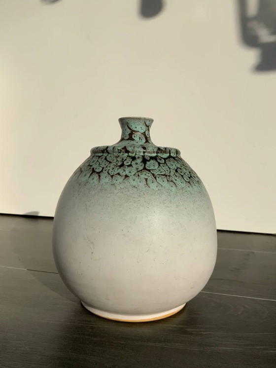 Image 1 of Pottery Vase – "Snakeskin" Shrink-Glaze by Albert Kiessling (KLW), Langenhessen