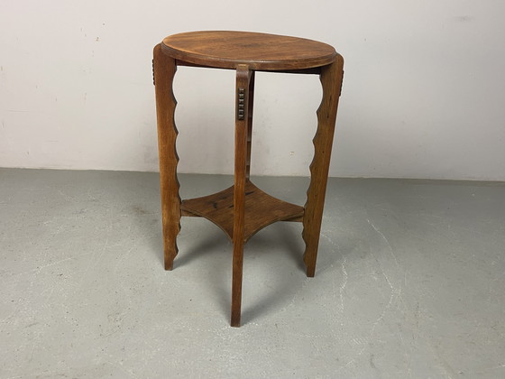 Art Deco eikenhouten decoratieve bijzettafel/plantenstandaard, jaren 1930. Ref.: CT1004 – Wood (photo 11 of 15)