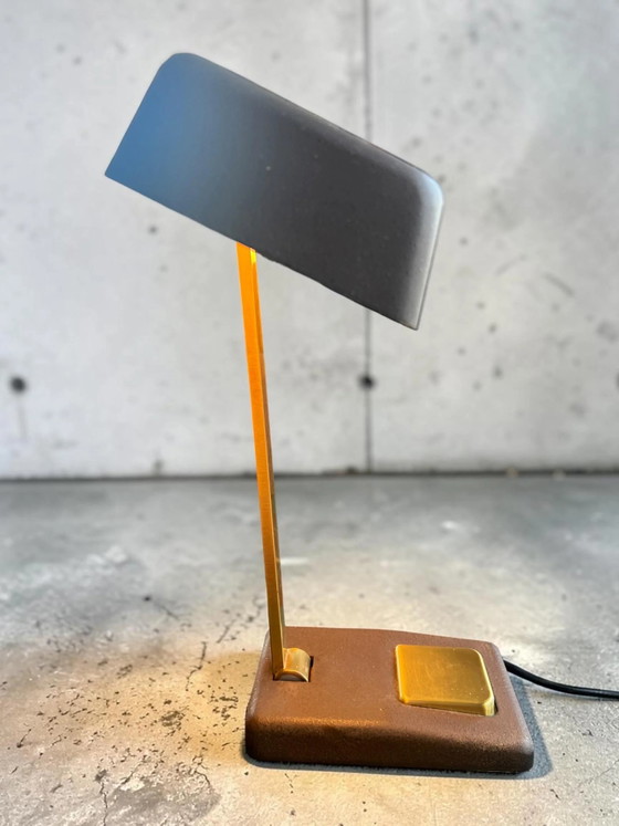 Lampada da scrivania/piano vintage Egon Hillebrand anni '70 – metallo martellato marrone & ottone – Modello (photo 11 of 13)