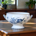 Large 19th-century French salad bowl signed Sarreguemines, "Favorite" bird collection