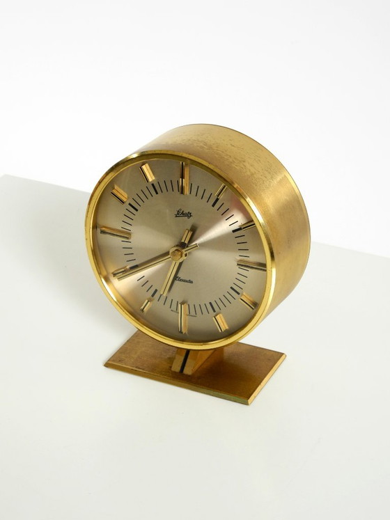 Zeldzame originele ronde messing tafelklok uit de jaren 60 van Schatz Duitsland – Klokken, Brass (photo 6 of 20)