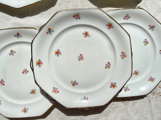 6 platos llanos de porcelana francesa floral LAMOTTE – Loza, Porcelain (photo 16 of 20)
