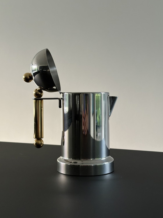 Image 1 of Moka vintage Vev Vigano degli anni '80 in acciaio inox e oro, mai usata.