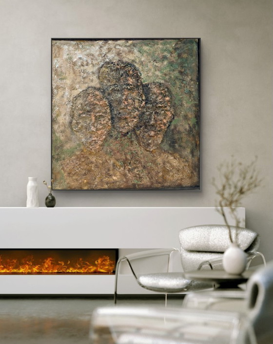 Image 1 of Three Guys – Oggetto da parete scultoreo con rilievo grezzo