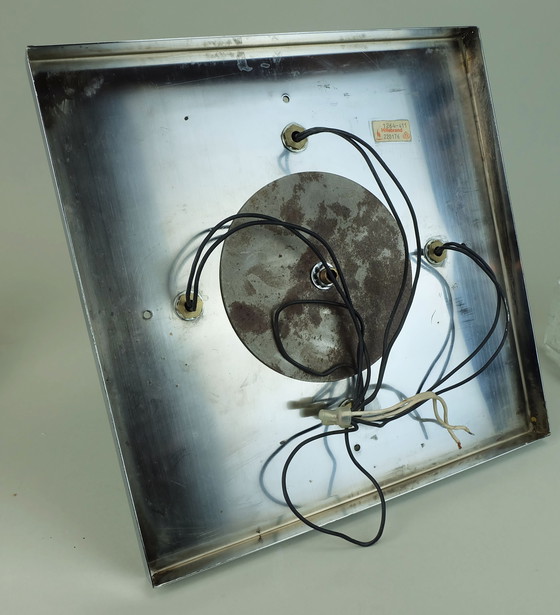 Image 1 of Eccezionale lampada da soffitto a filo di metà secolo con 4 cuboidi in vetro ghiacciato