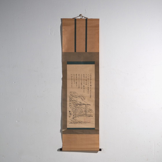 Antico kakejiku giapponese di un paesaggio xilografico in stampa su carta – Giappone, circa 1900 (photo 8 of 40)