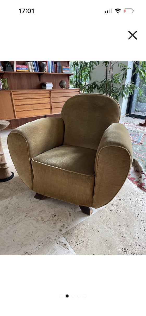 Image 1 of 2x Art Deco fluwelen fauteuil