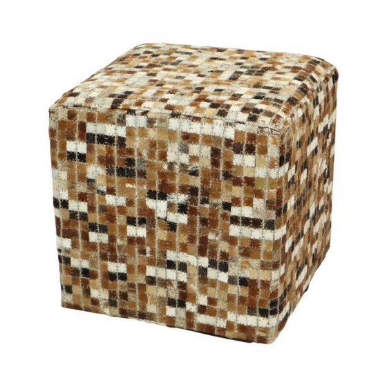 Image 1 of Pouf quadrato vintage in pelle di capra