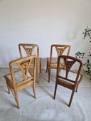 4 Art Nouveau Chairs with Floral Upholstery