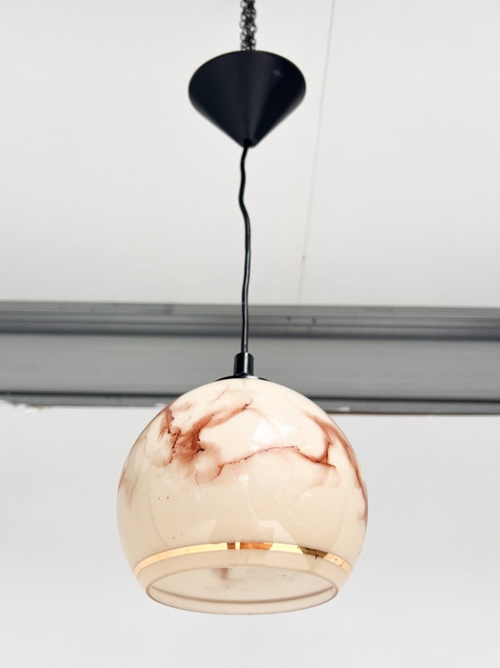 Ronde Vintage Plafondlamp Met Marmerpatroon, 1960's – Hanglampen, Glass (photo 2 of 6)