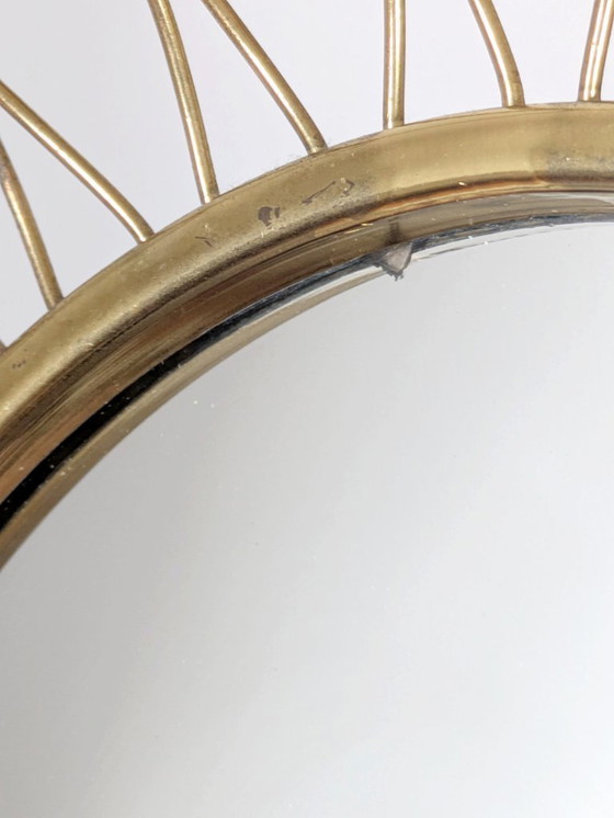Image 1 of Midcentury Brass Oval Mirror in the Style of Josef Frank