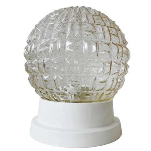 Lampada da soffitto vintage in vetro a forma di lampadina 1960