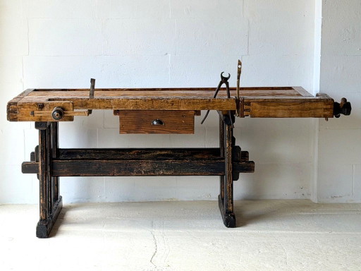 Établi de menuisier ancien en bois, années 1890 – decoratieve objecten, Wood