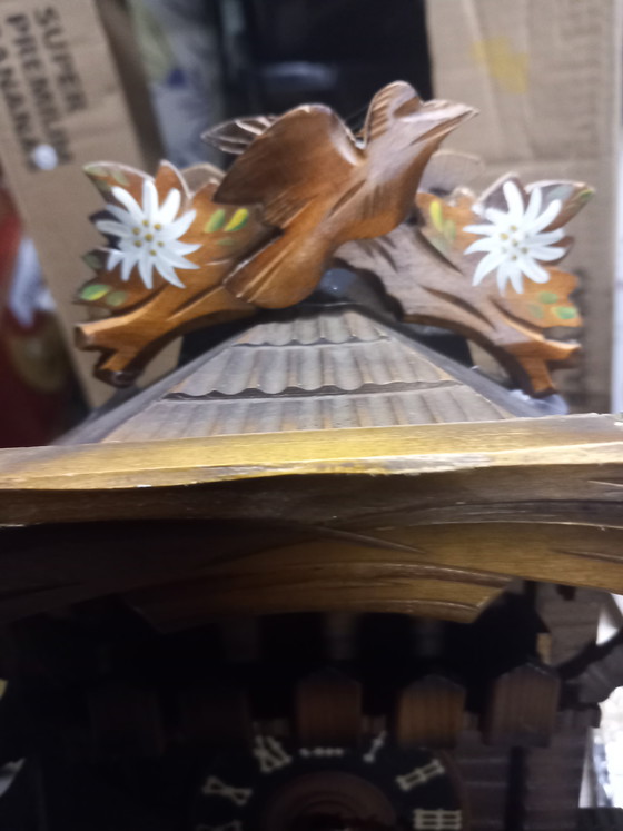 Image 1 of Authentic Black Forest Cuckoo Clock – Carved Chalet Model – Exceptional Working Condition